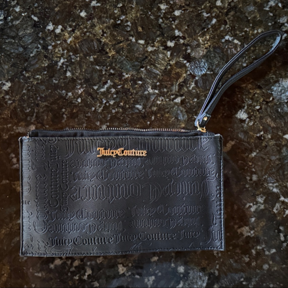 Juicy Couture Embossed Black Wristlet